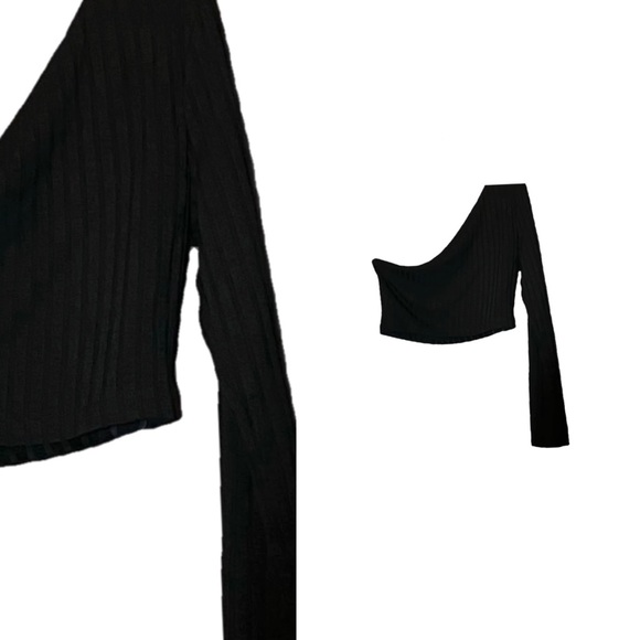 One Shoulder Rib-Knit Crop Top - Picture 1 of 1